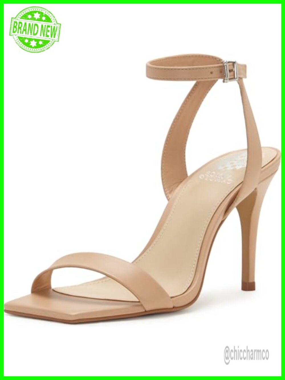 Saprenda High Heel Sandal Square Toe Stiletto Ankle Strap Dressy